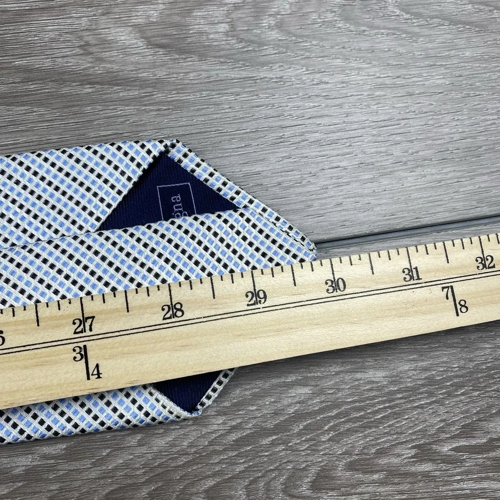 Ermenegildo Zegna Men's 100% Silk Neck Tie Blue Black‎ Beige Squares